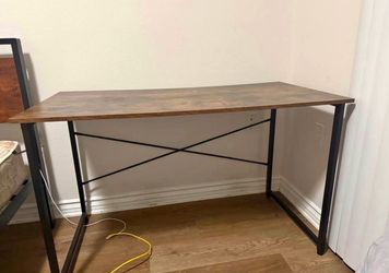 Rustic wood look desk black metal frame