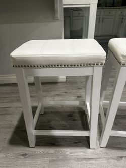 White Leather Bar Stools (NEW!) 