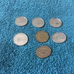 Vintage Lot Of (7) Sega Center Game Amusement Tokens