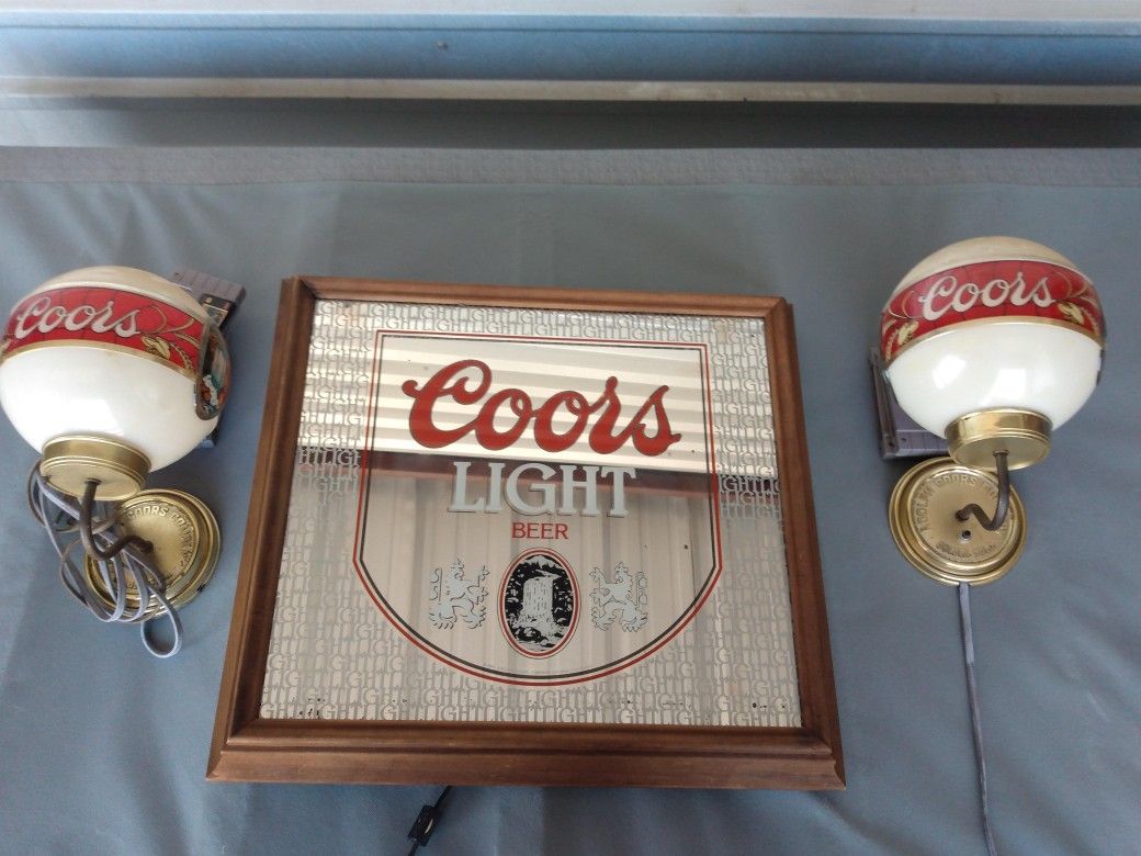 Antique Coors Light Signs Three And All