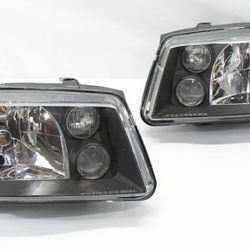 Volkswagen Jetta MKIV 1999 To 2005 Black Headlights Luces Negros Micas Focos Calaveras