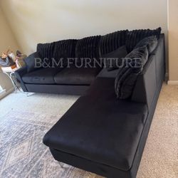 Brand New Black Velvet Sectional 
