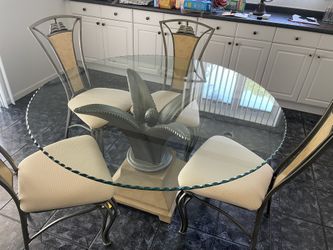 Glass Kitchen Table with 4 Chairs