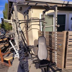 Delivery Available - Reality Fitness Power Cage Marcy Olympic Bench Cable Pull Machine Attachment Leg Extensions Leg Curls Floor Pull Machine For Rows