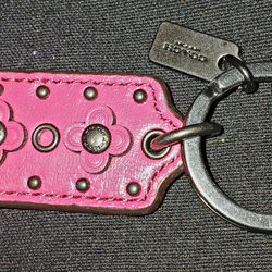 Coach Pink Leather Dahlia Hangtag Keychain