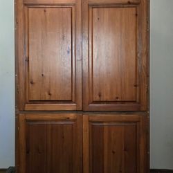Vintage Pine Armoire/Wardrobe With Shelves