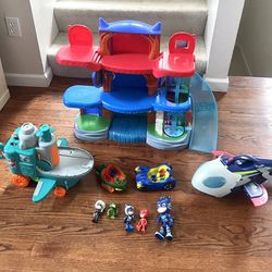 PJ Masks Headquarters, Romeo’s Flying Factory, Rocket ship, Characters & More! (all $45)