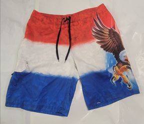 The Mountain Mens Eagle Claws Board Shorts Size 38 Patriotic USA Swim Trunks