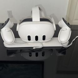 Meta Quest 3 (128GB)+ Charging Station + VR gun stock + [16FT 5m] VR Cable