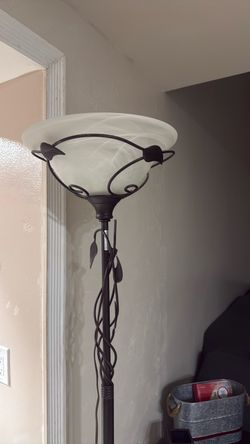 Torchiere Floor Lamp with Glass Shade
