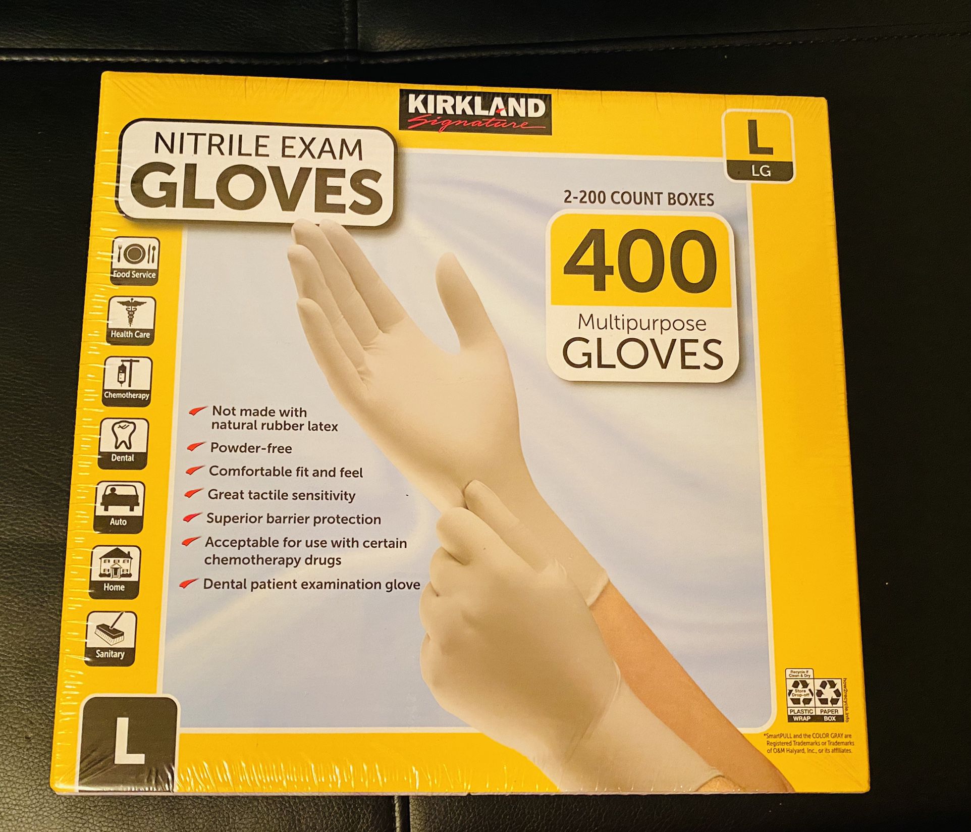 Box Of 400 Gloves, Size L, Powder-free.