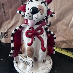 BLUE SKY~DOG IN DEVIL COSTUME~HEATHER GOLDMINC~HALLOWEEN~CERAMIC TEALIGHT HOLDER