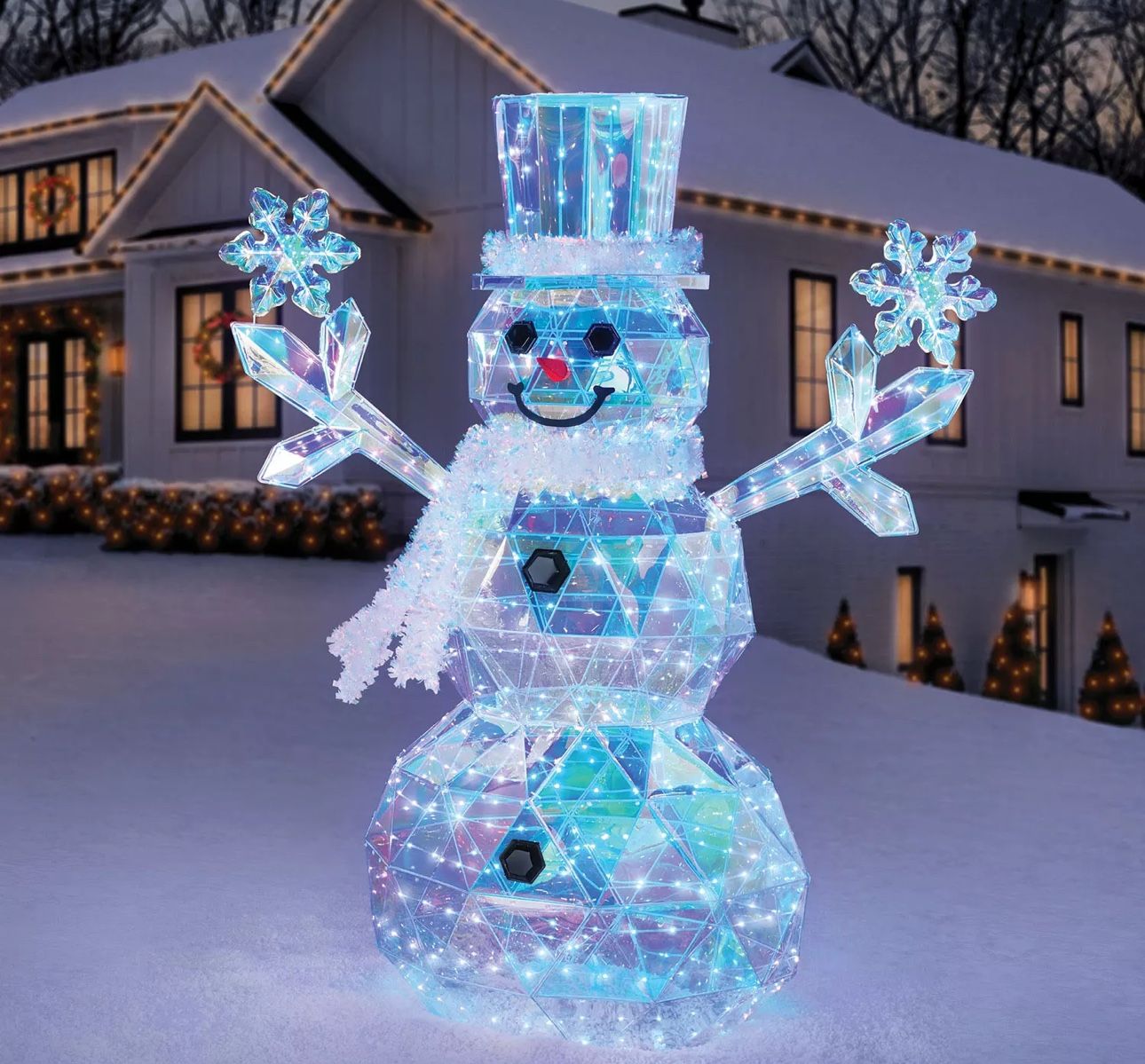 Member's Mark 570 LED Pre-Lit Prismatic Snowman, Iridescent Finish, 6ft