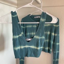 Zara Tie-Dye Ribbed Knit Two-Piece Set