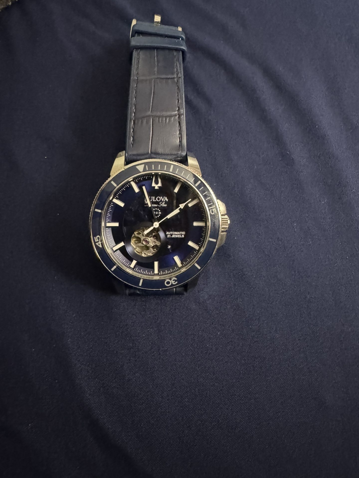 Bulova Classic Marine Star Automatic Blue Leather Strap Watch | 45mm |