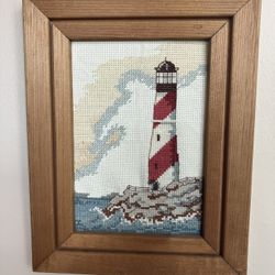 Framed Lighthouse Cross-Stitch 
