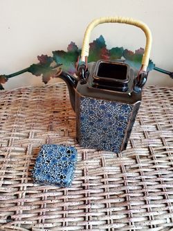 Cute rectangular hand painted teapot