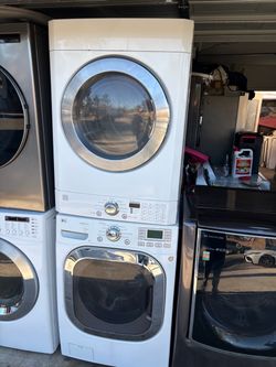 Lg Stackable Washer and gas dryer Excellent working condition Heavy duty W27 D30 H78 Washer 4.5 cu ft Dryer 7.3 cu fit 3 months warranty parts and