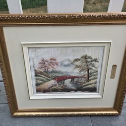 Vintage Japanese Silk Embroidery Picture