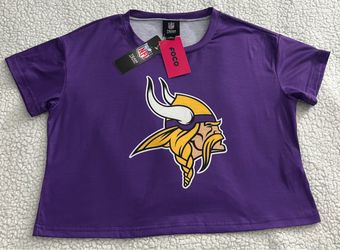 Minnesota Vikings Women’s Small Purple Big Logo Crop Top NFL Team Apparel NWT