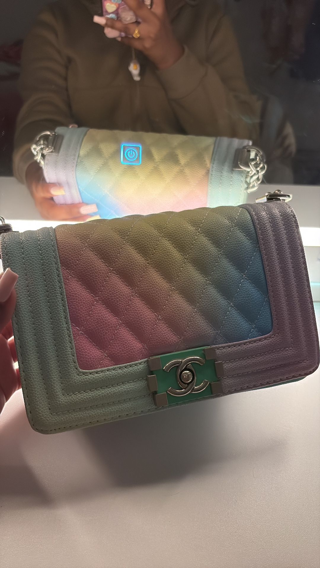 Chanel Caviar Quilted Medium Cuba Rainbow Boy Flap Multicolor