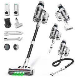 NuYupo Cordless Vacuum Cleaner, 2 Batteries 110 Mins Runtime Vacuum Cleaners for Home, 550W 45KPA 15-in-1 Stick Vacuum with Charging Dock, Handheld Va