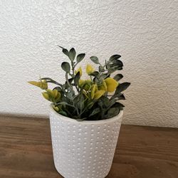 Faux Decor Plant & Ceramic Vase 4” Tall