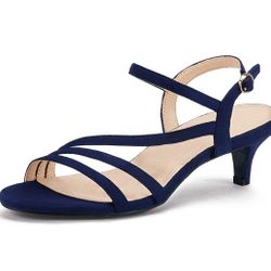 IDIFU Women's Dressy Strappy 2 Inch Low Kitten Heel Open Toe Sandals Size US 5 (It's Available) 
