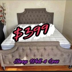 NEW QUEEN BED FRAME AND MATTRESS 