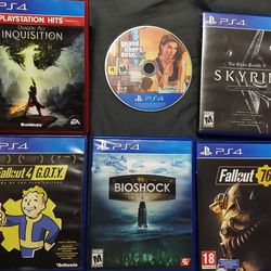 PS4 Game Bundle - Skyrim Special Edition, Fallout 4 & 76, Dragon Age  Inquisition, Grand Theft Auto V, Bioshock. Bioshock 2, Bioshock Infinite  for Sale in Webster, TX - OfferUp