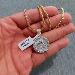 New Micro Pave Round Genuine CZ Pendant and Necklace Set