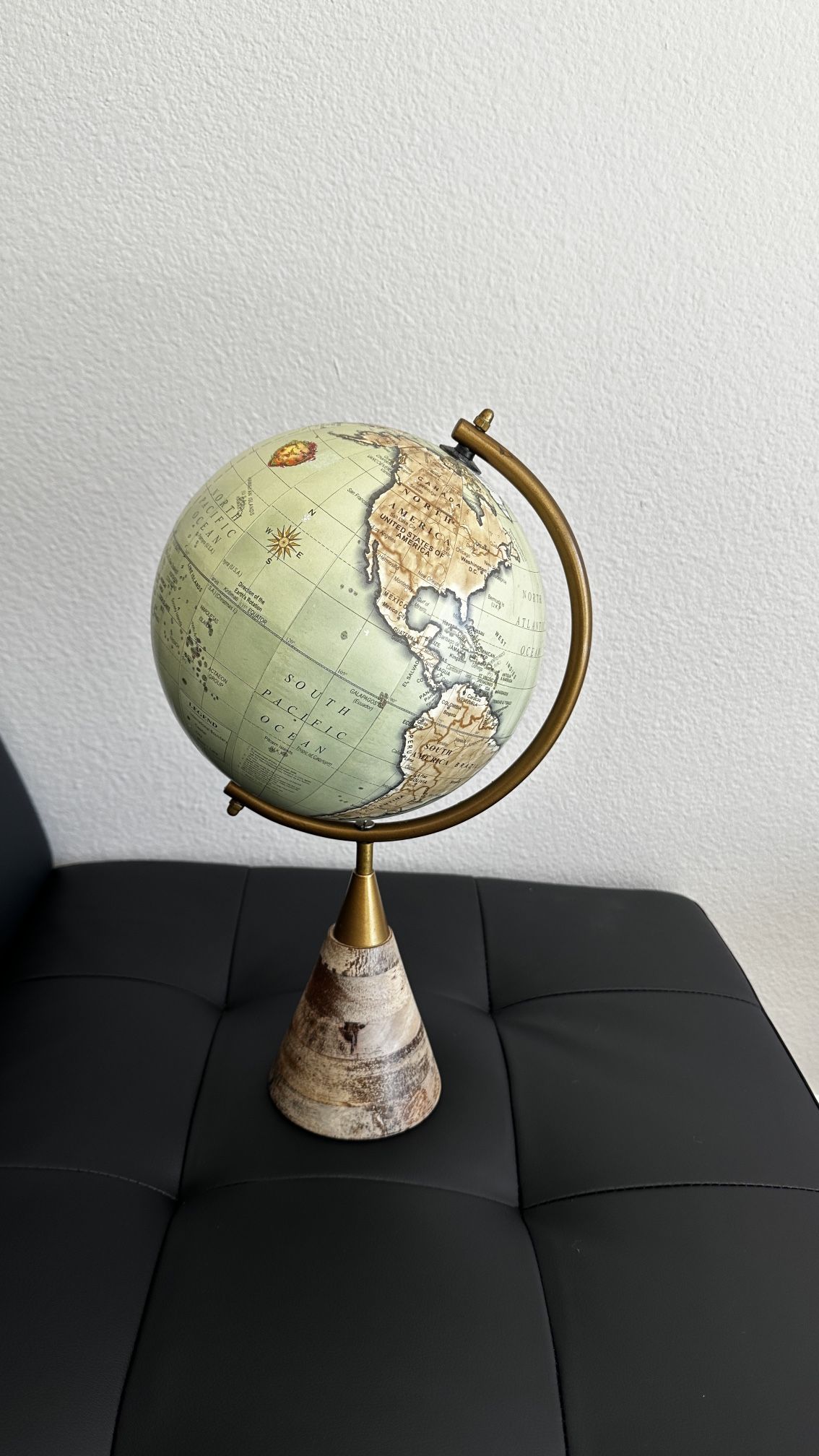 8” World Globe w/ 16” Tall Wood Stand