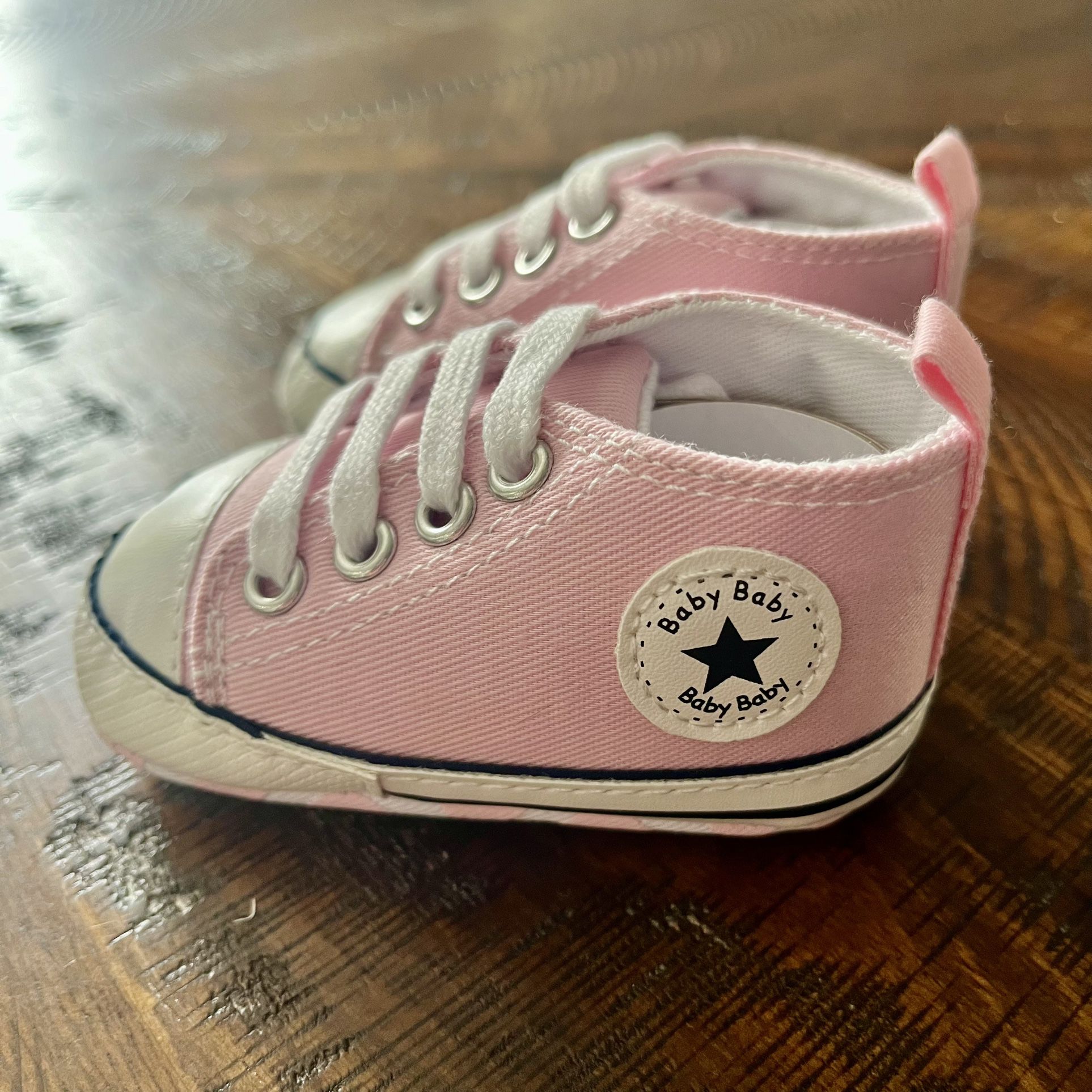 New - Baby Girl pink converse style sneaker shoes