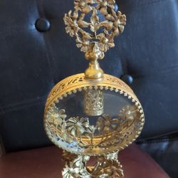 Vintage Perfume Bottle - Delicate Ormolu Filigree