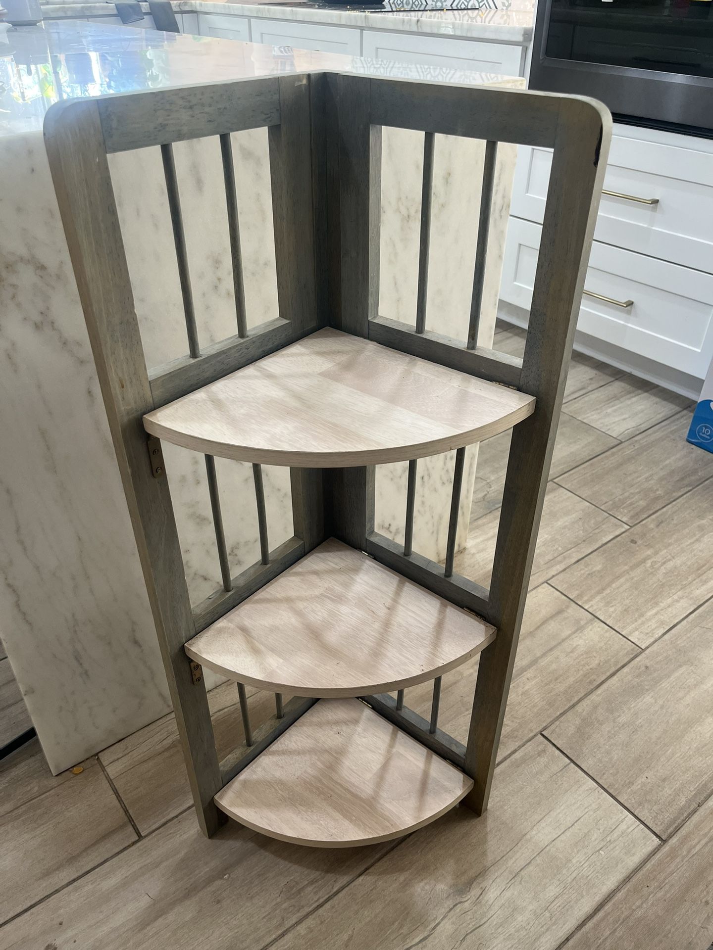 Folding Corner Shelves 3 Tier 38” Target Green Light Wood Plants Decor