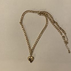 Gold Heart Thick Chain Necklace