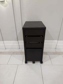 Black-Brown 4-Drawer Rolling Drawer Cabinet on Casters