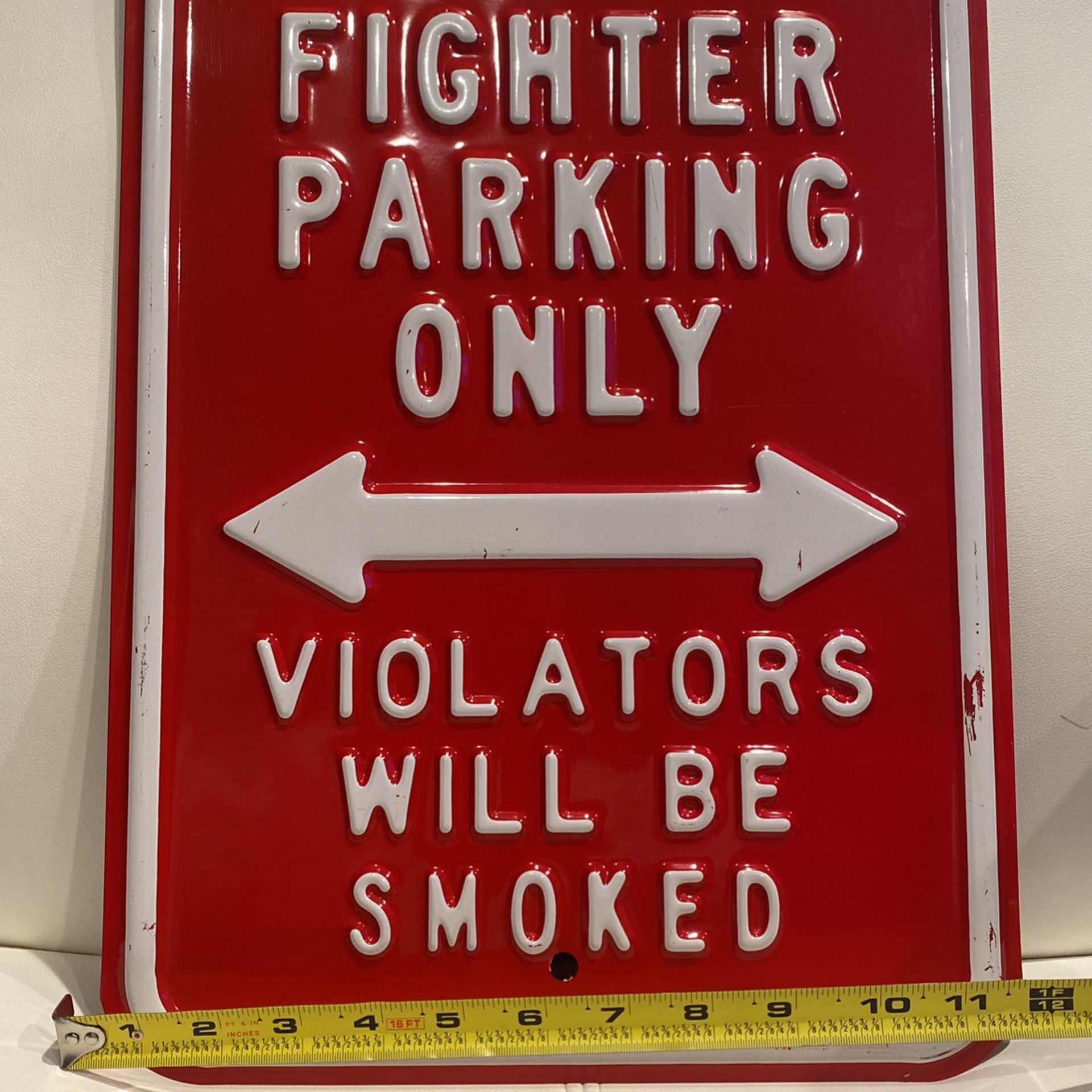 FIRE FIGHTER PARKING ONLY HEAVY METAL SIGN