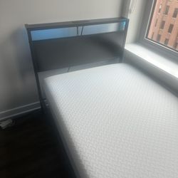 Twin size LED bed and mattress