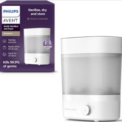 Philips Avent Baby Bottle Sterilizer and Dryer Premium, Removes 99,9% of Bacteria, Chemicals Free, Capacity 6 Bottles/Teats/Accessories, Modular Space