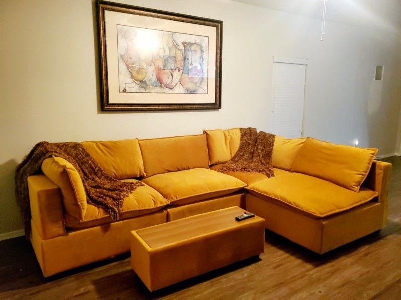 L Shape Yellow Couch For Sale Brand New