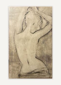 Neutral Figure Line Art Canvas – 12” × 20”