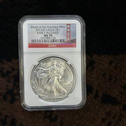 Struck At San Francisco Mint Ms 70 Silver Eagle