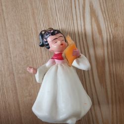 Vintage Plastic Vinyl Holiday Caroller Girl Figurine