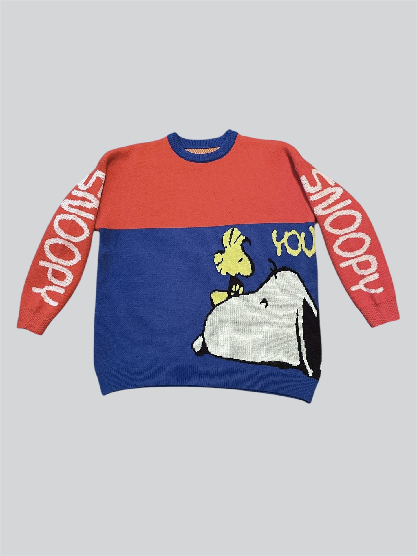Snoopy and Woodstock vintage red and blue knit crewneck sweatshirt Size Large