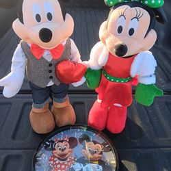 Mickey Minnie Mouse Dolls And Clock