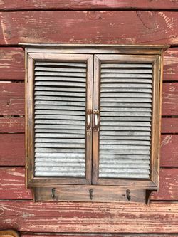 Wood tin bathroom shelf