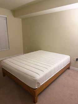 Queen Mattress + Wood Platform Bed Frame – $150 OBO