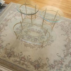 Glass Top Oval Coffee Table W / 2 End Tables All For $50.