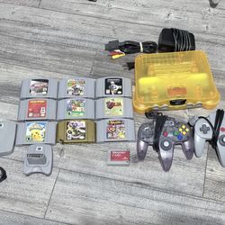 Nintendo 64 N64 System with Expansion Pak 2 controllers and 9 games bundle Mario smash Zelda tested